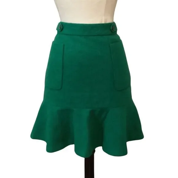 Anthropologie | Maeve | Green Wool Blend Skirt | 4 - Picture 3 of 12